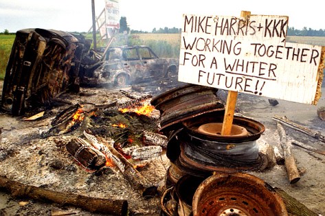 ipperwashKKK-Burnt-outCars